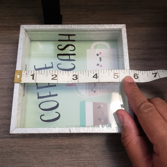 Cute Silver Glitter Coffee Shadowbox Piggy Bank. NWT. - Picture 6 of 6